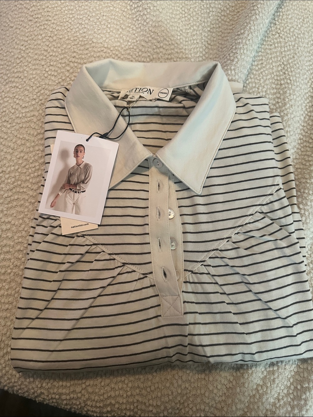 Nation Cream and Black Striped Long-Sleeve NWT - Picture 4 of 4